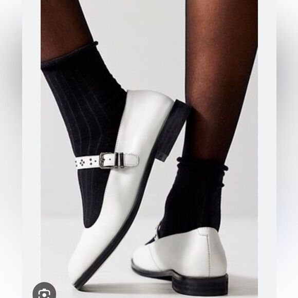 Free People Round Toe Rumor Mary Jane White Leather Size 6.5 New In Box - Picture 2 of 9